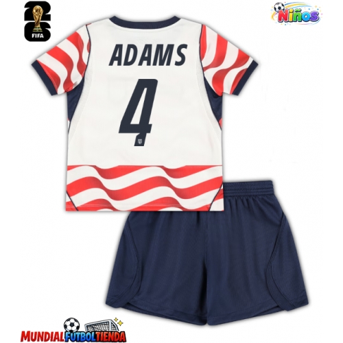 Camiseta Estados Unidos Tyler Adams #4 Primera Equipación Replica Mundial 2026 para niños mangas cortas (+ Pantalones cortos)
